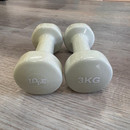 3kg Hand Held Weights Creamy/Sage - One Pair